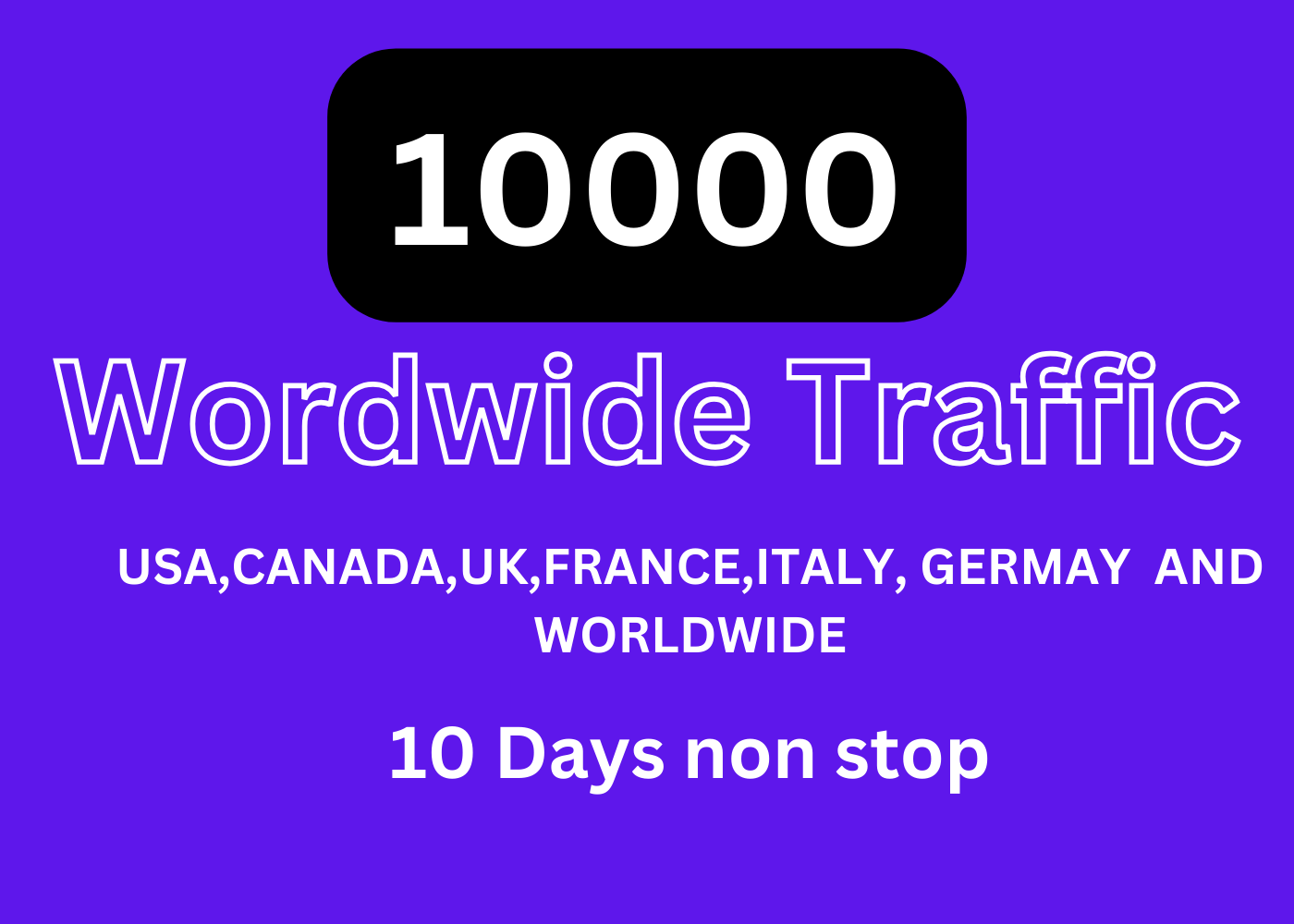 10000 USA, CANADA, UK,FRANCE,GERMANY, TALY and Worldwide Traffic