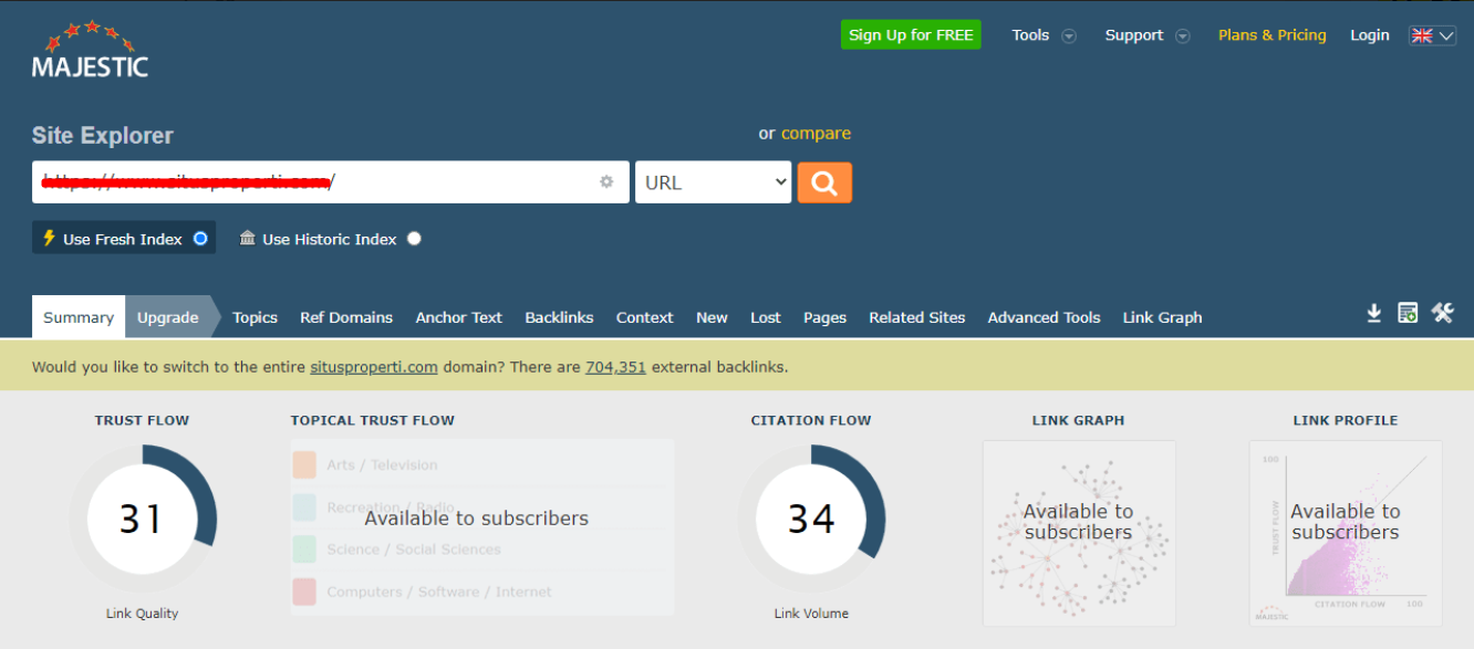 Increase Majestic Trust Flow (TF) to 15 +