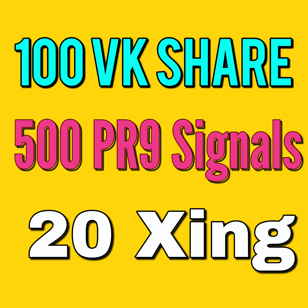 100 Vk Share 500 PR9 And 20 Xing social bookmarking Real Seo Social Signals