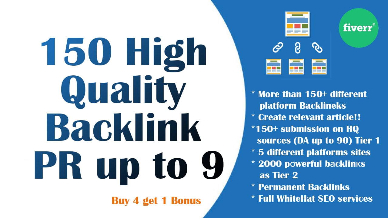 I will 150 SEO backlinks white hat manual link building service for google top ranking