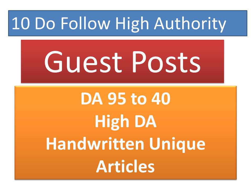 Publish 10 Unique Guest Posts articles on High DA Authority Backlinks 