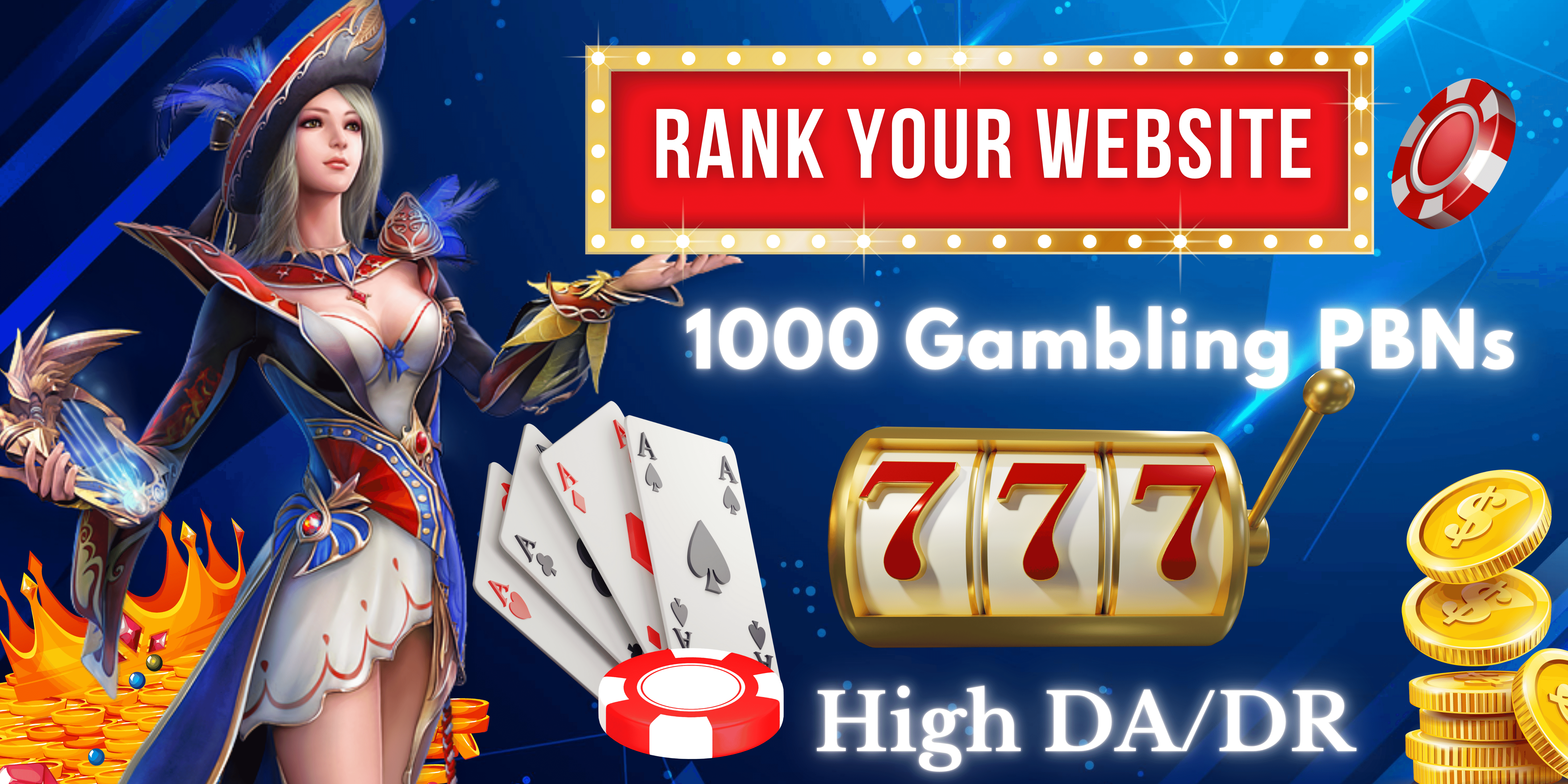 Rank your website with 999 PBNs Casino Online Poker Esports Betting Gambling Websites