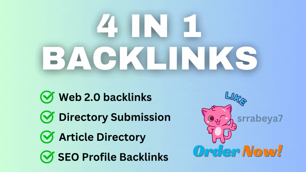 4 in 1 SEO Backlinks Service Web 2.0, Directory, Article and Profile link for Super Rank