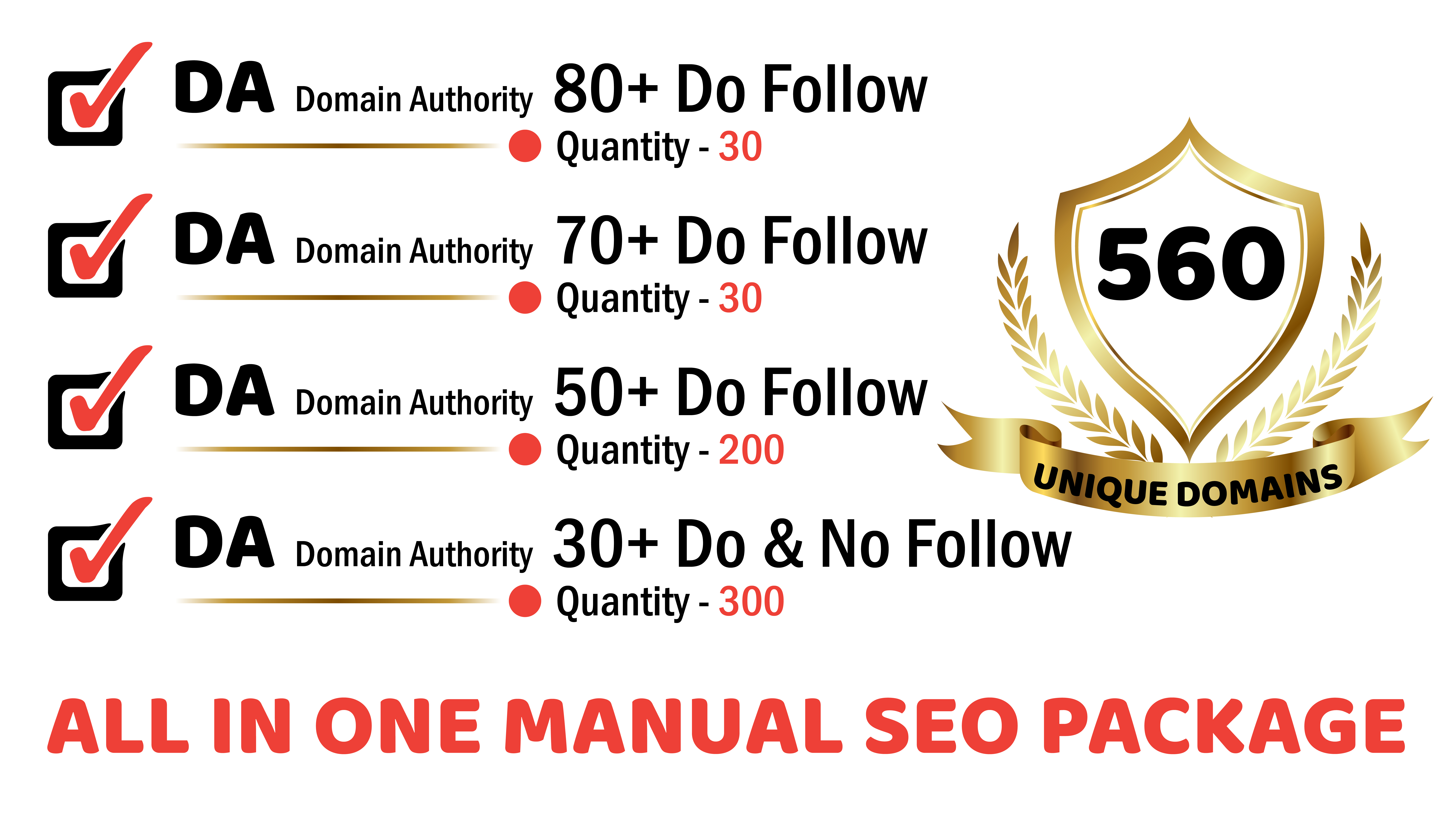 Do-Follow Unique 560 SEO Domains - All DA 80+ to 40+-All In One SEO Service