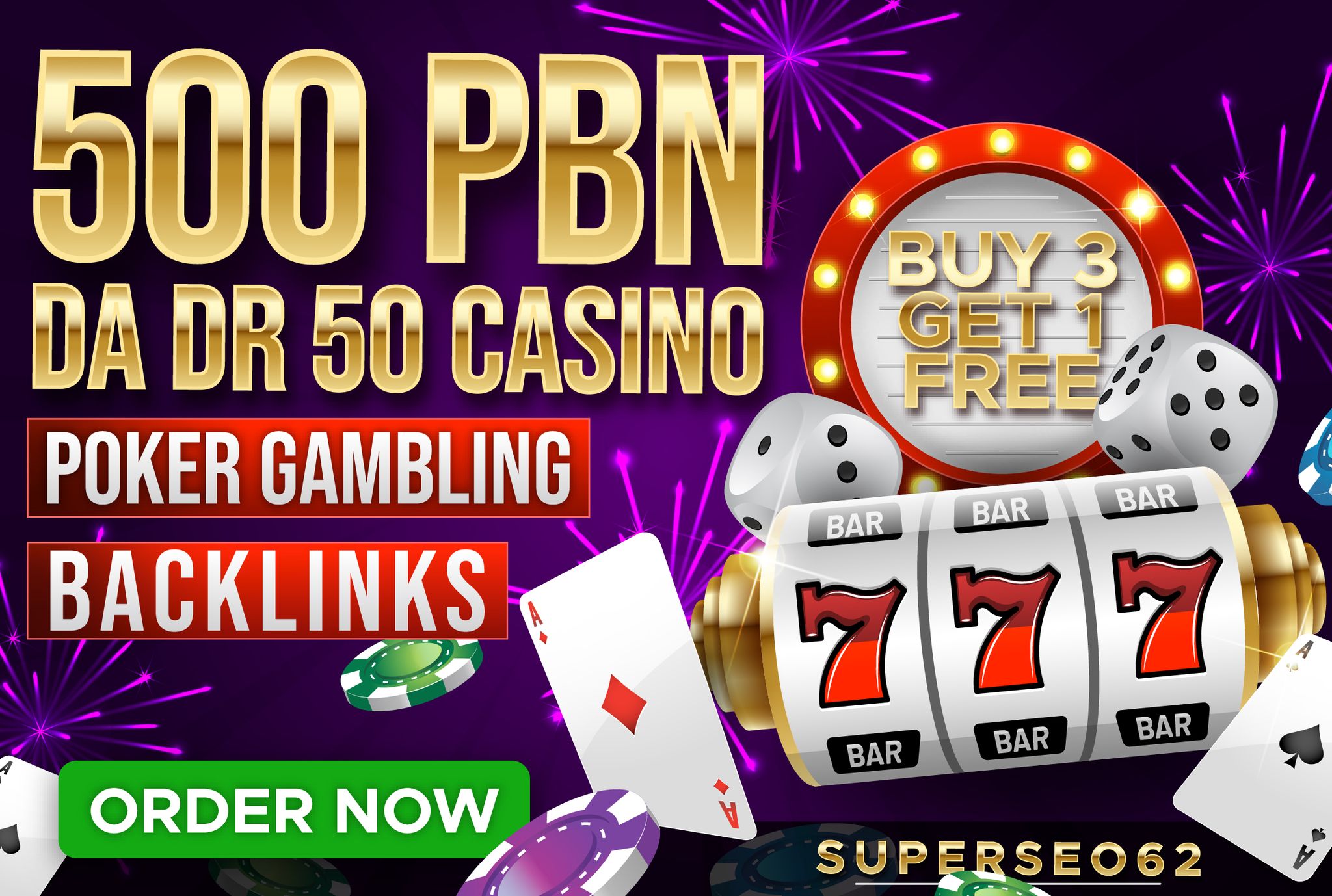 LIMITED OFFER - Buy 3 Get 1 Free- 500 Unique Homepage DA/DR 50 PBNs CASINO GAMBLING POKER backlinks