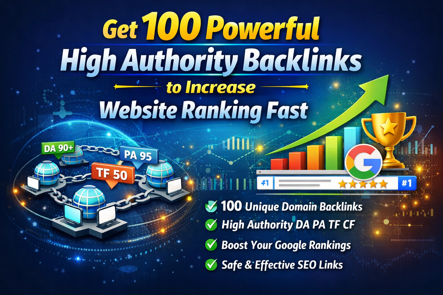Get 100 Powerful High Authority Backlinks to Increase Website Ranking Fast