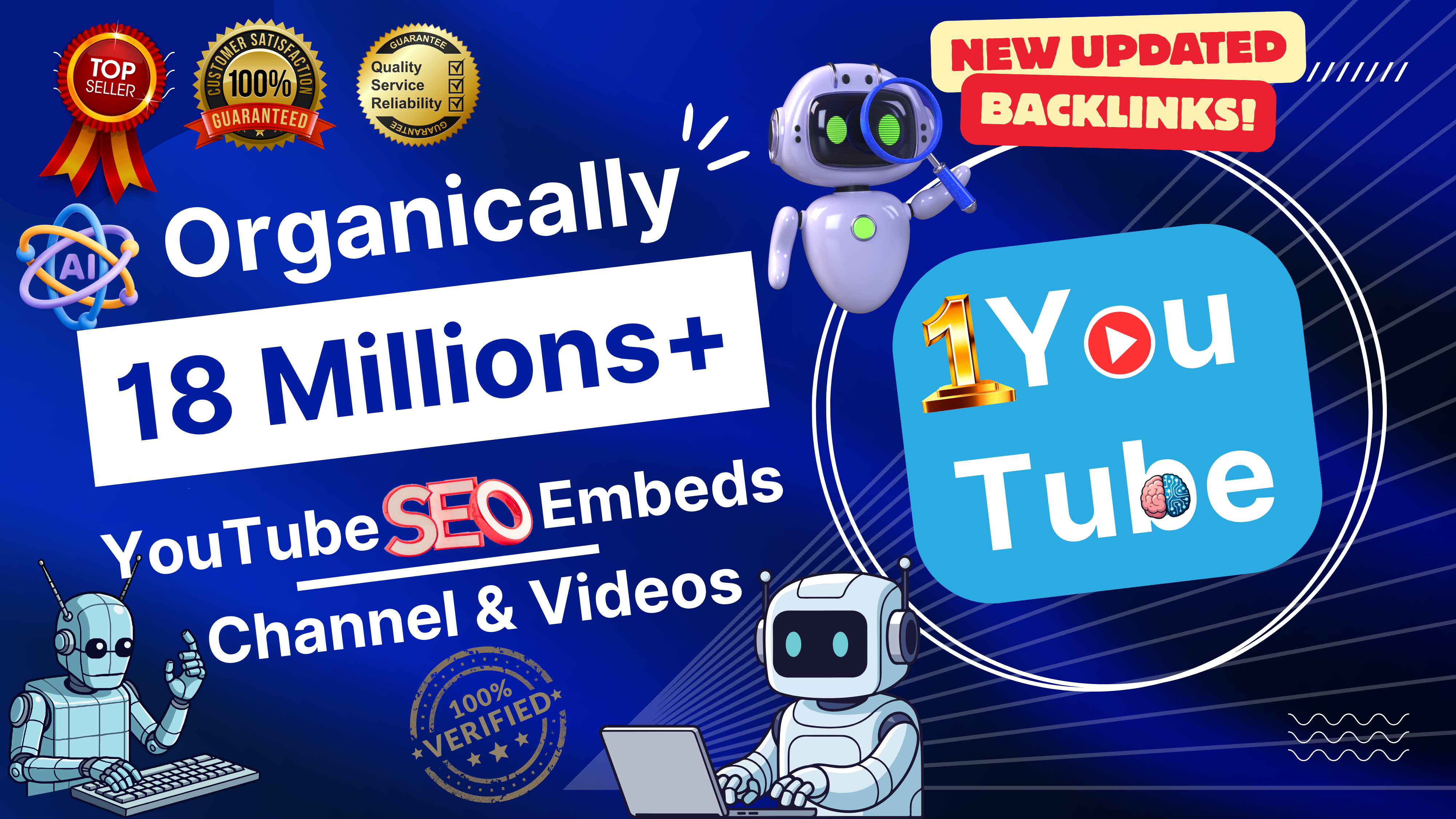 Guaranteed Organic YouTube Ranking: 18 Million+ ai Channel and Video SEO Embeds Backlinks