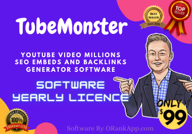 TubeMonster Monthly Subcription - Video Millions SEO Embeds Generator And Ranking Software