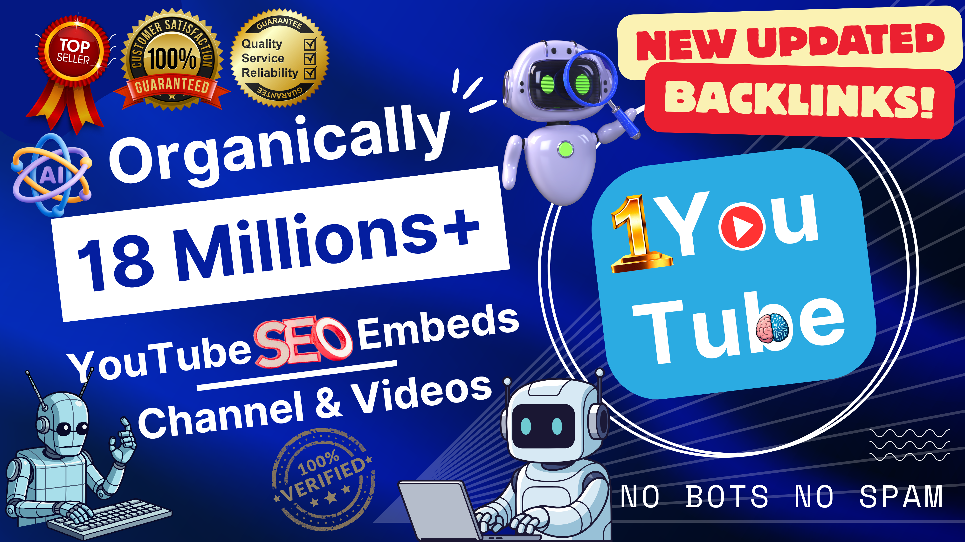 AI-Powered - Guaranteed Organic YouTube Ranking: 18 Million+ Channel and Video SEO Embeds Backlinks