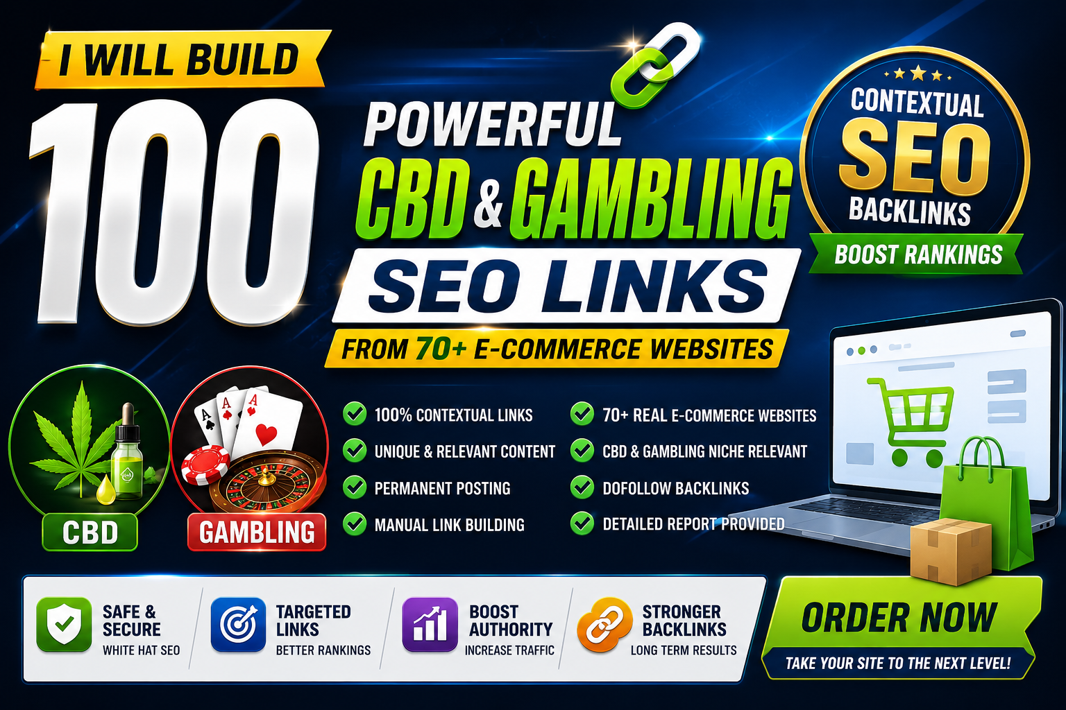 I Will Build 100 Powerful CBD & Gambling SEO Links From 70+ E-Commerce Websites