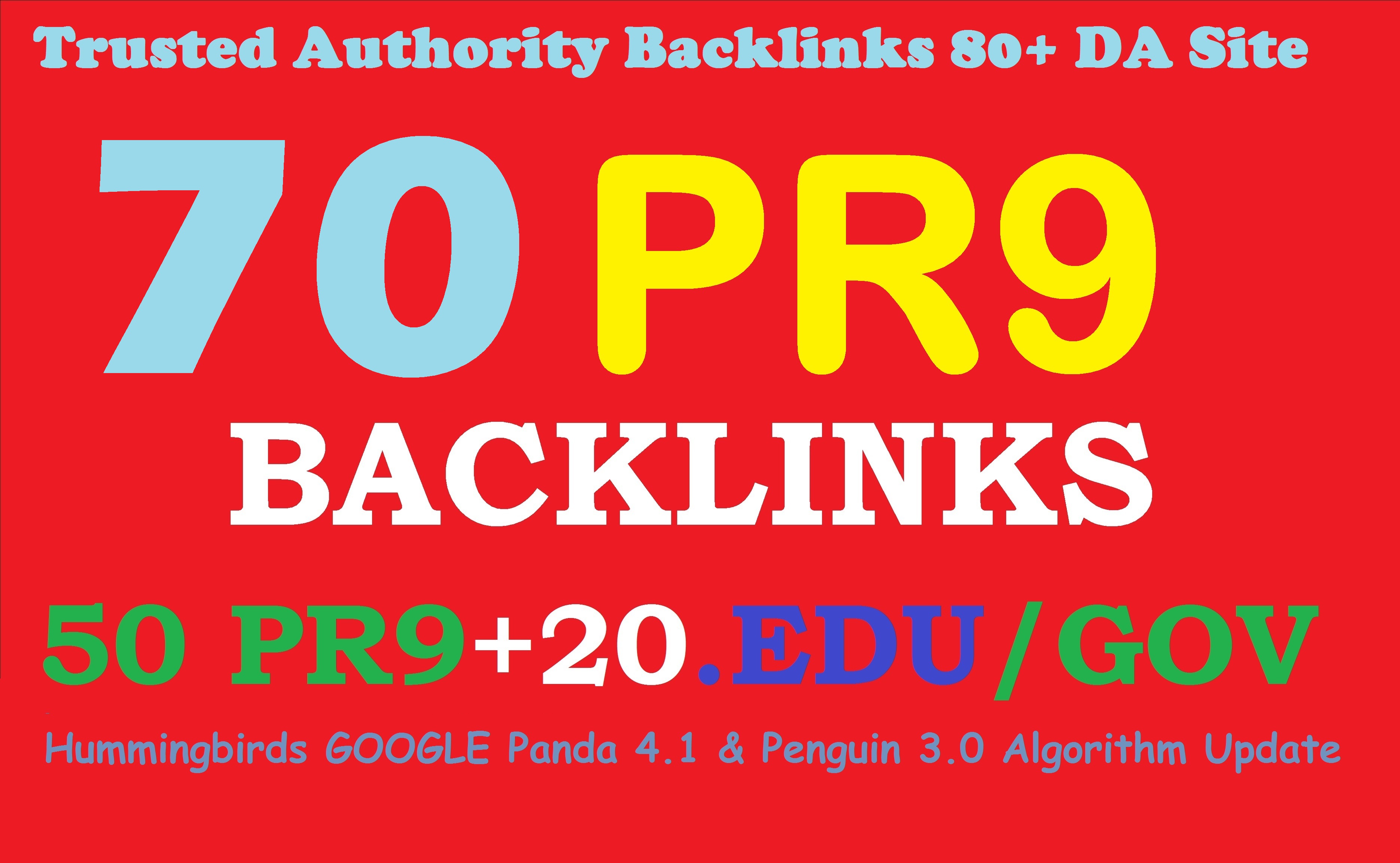 Exclusively_70 backlinks 50 PR9+20 EDU/GOV 80+DA Manual & Safe SEO For Boost Your Ranking