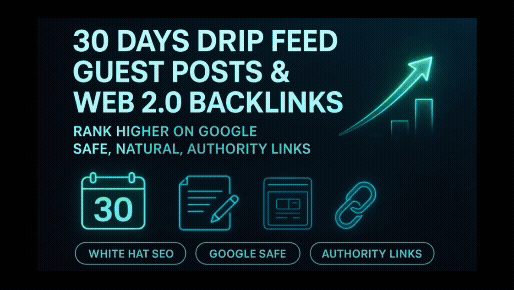 30 Days Drip Feed Guest Post and Web 2.0 Backlinks for Google Ranking
