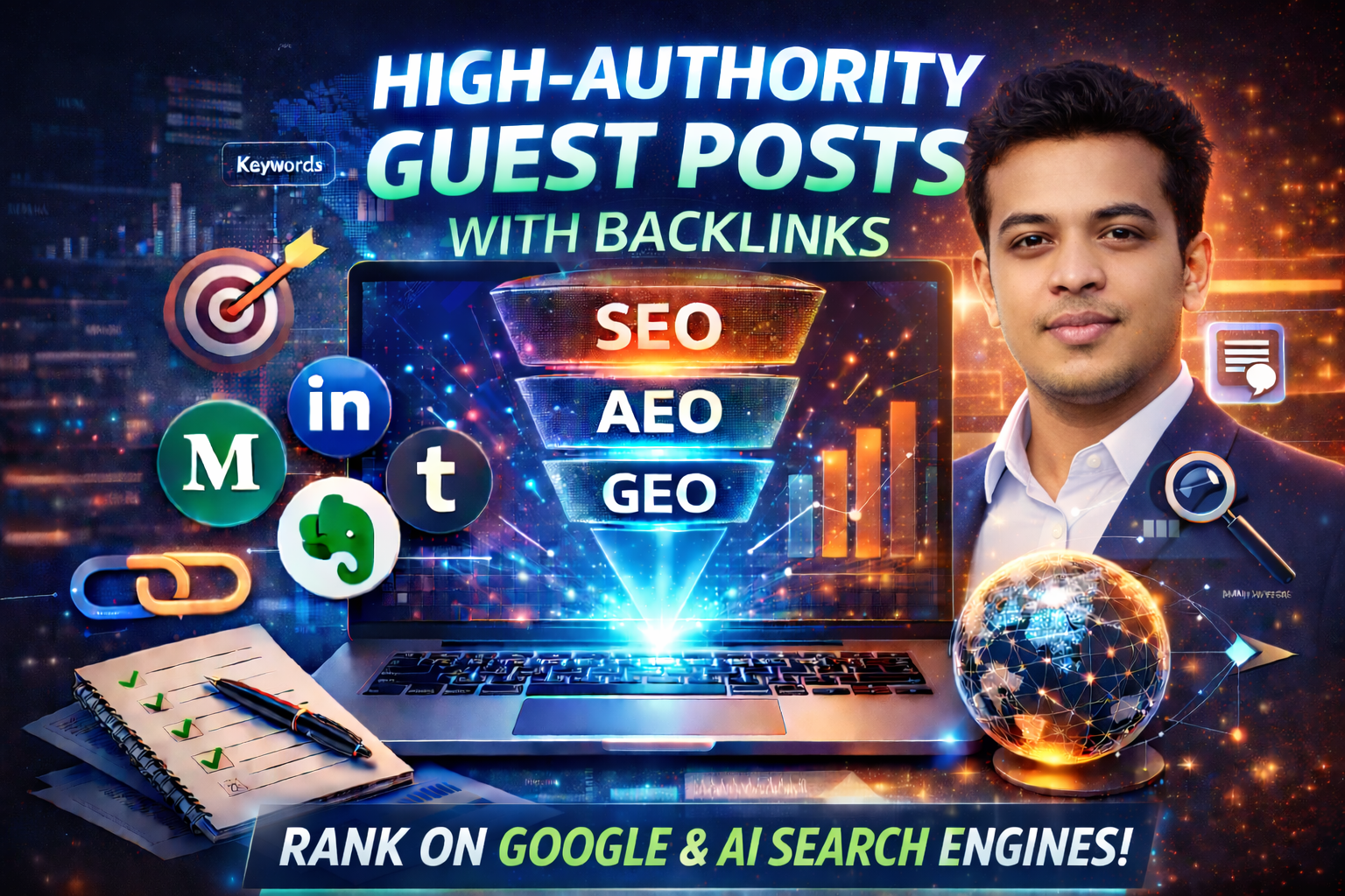 30 Guest posts on Medium, LinkedIn, Tumblr, Differ, Evernote with Backlinks