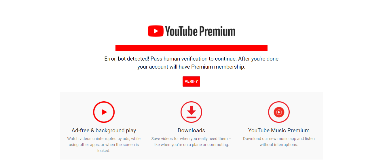 YouTube Premium landing page for cpa offers (high EPC) for all cpa networks