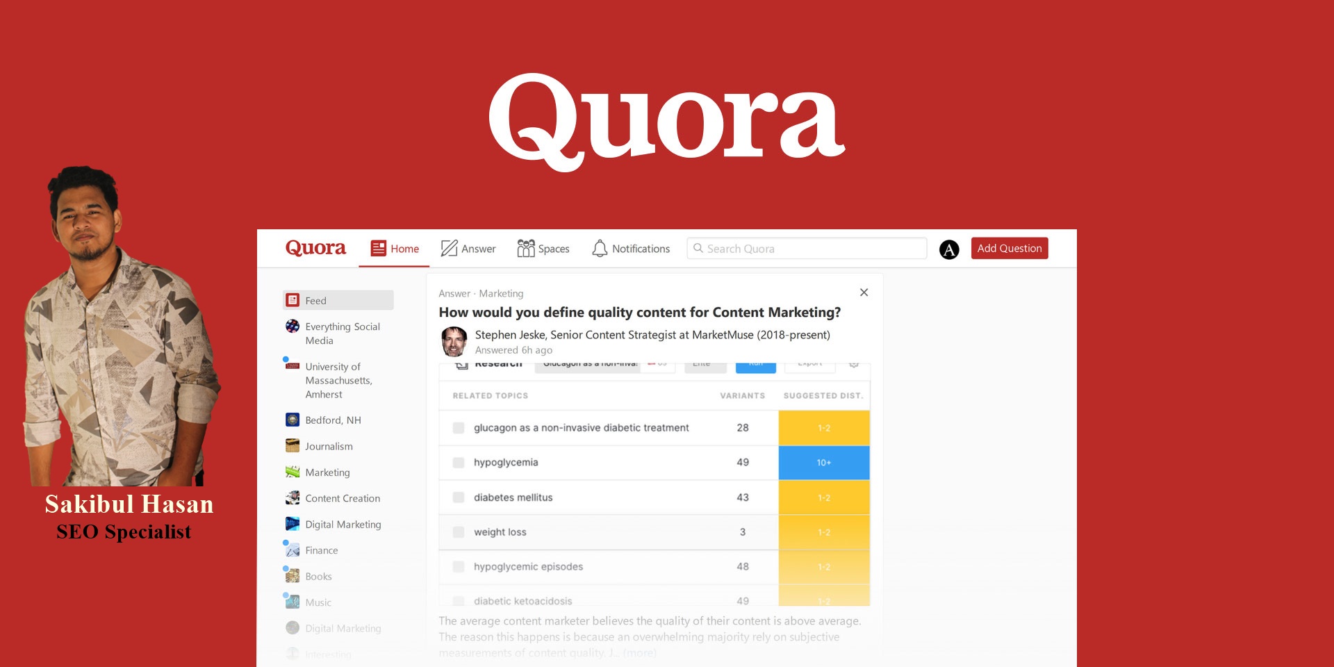 I will ﻿write 5 Quora Answer which is ranked on Quora 1st place and generate huge traffic daily