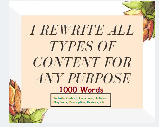 I will manually rewrite website contents: blog post, articles. SEO Pro Rewriter