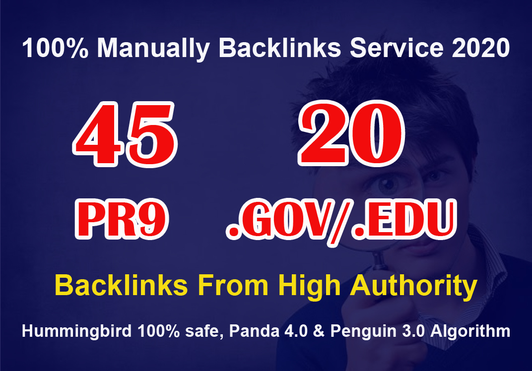 80+ DA 45 PR9 + 20 EDU/GOV high PR safe Permanent Backlinks