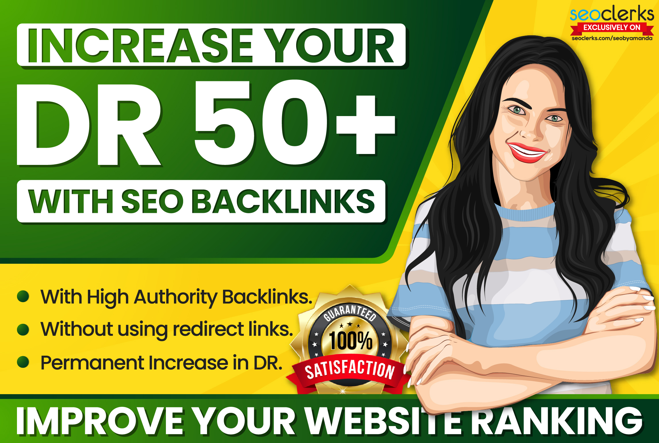 Increase (DR) 50 Domain Rating With White hat SEO Backlinks