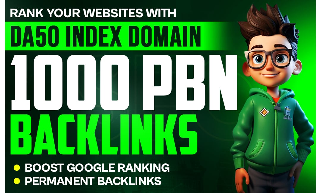 1000 PBN Backlinks With DA50 Plus Sites Index Domains 