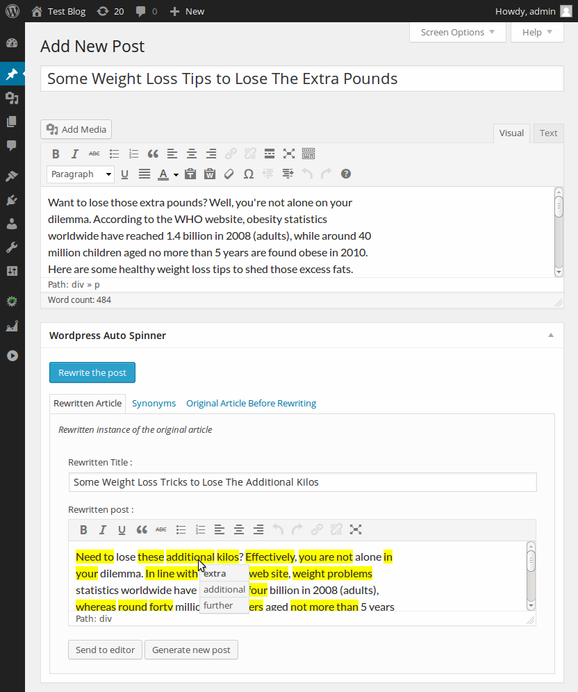 WordPress Auto Spinner - Articles Rewriter