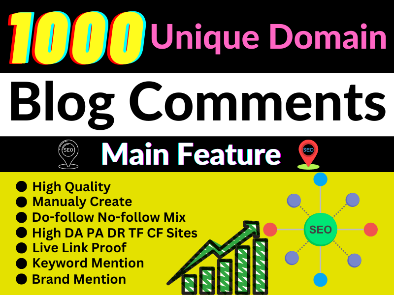 I will Create 1000 high quality backlinks using Authority blog comments Backlinks