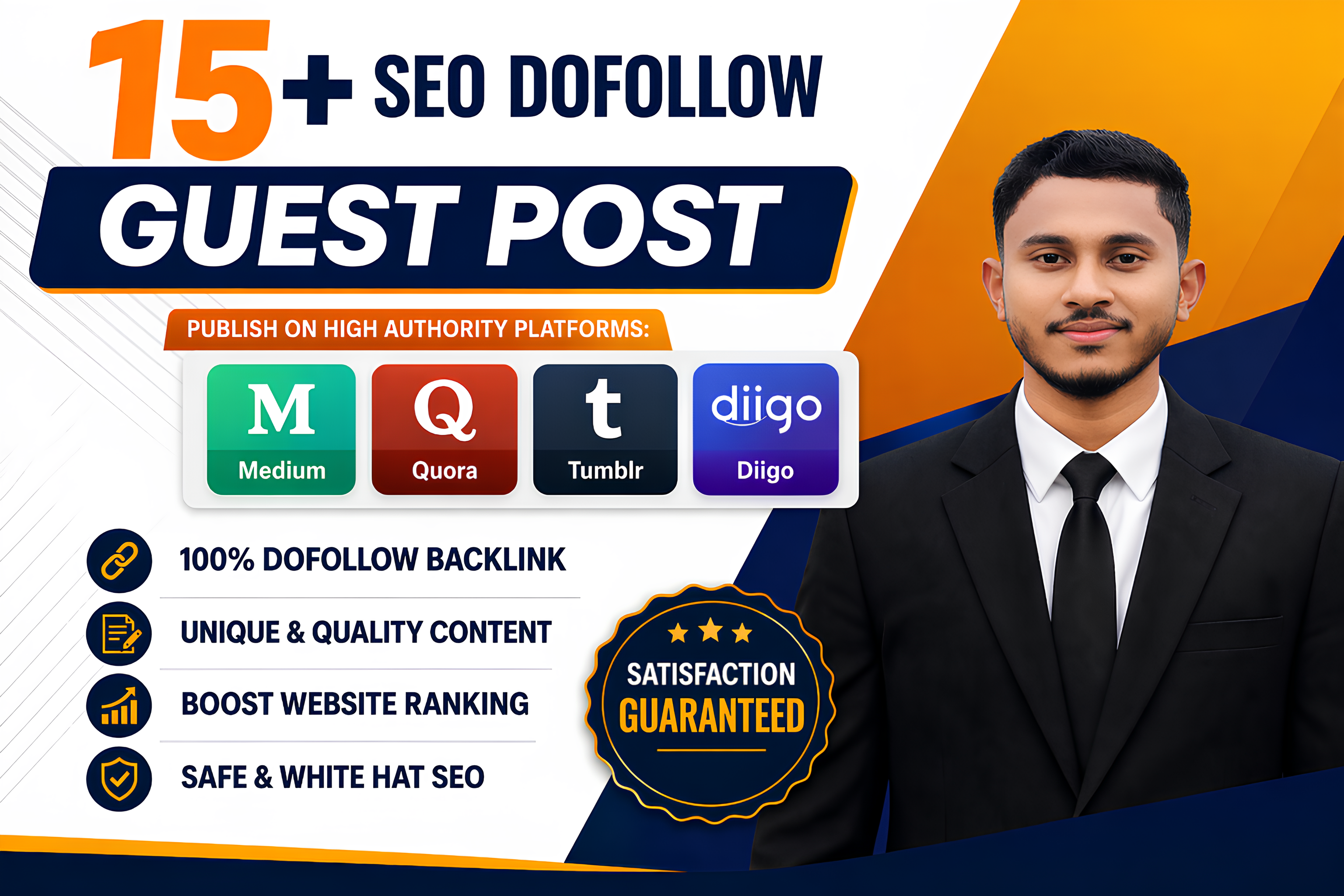 I will create 15+ SEO dofollow guest posts on, Medium, Quora, Tumblr, web 2.0 & Diigo