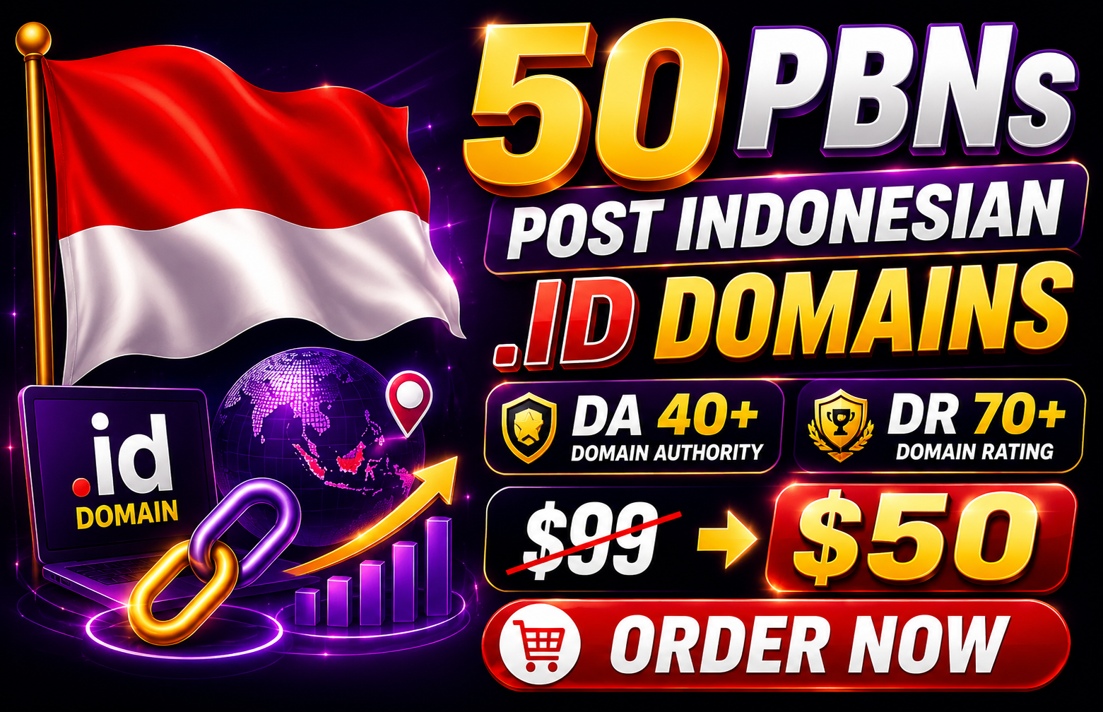 50 PBNs post Indo .ID DOMAINS DA 40+ & DR 70+ Boost SEO for Casino & Gambling in Indonesia