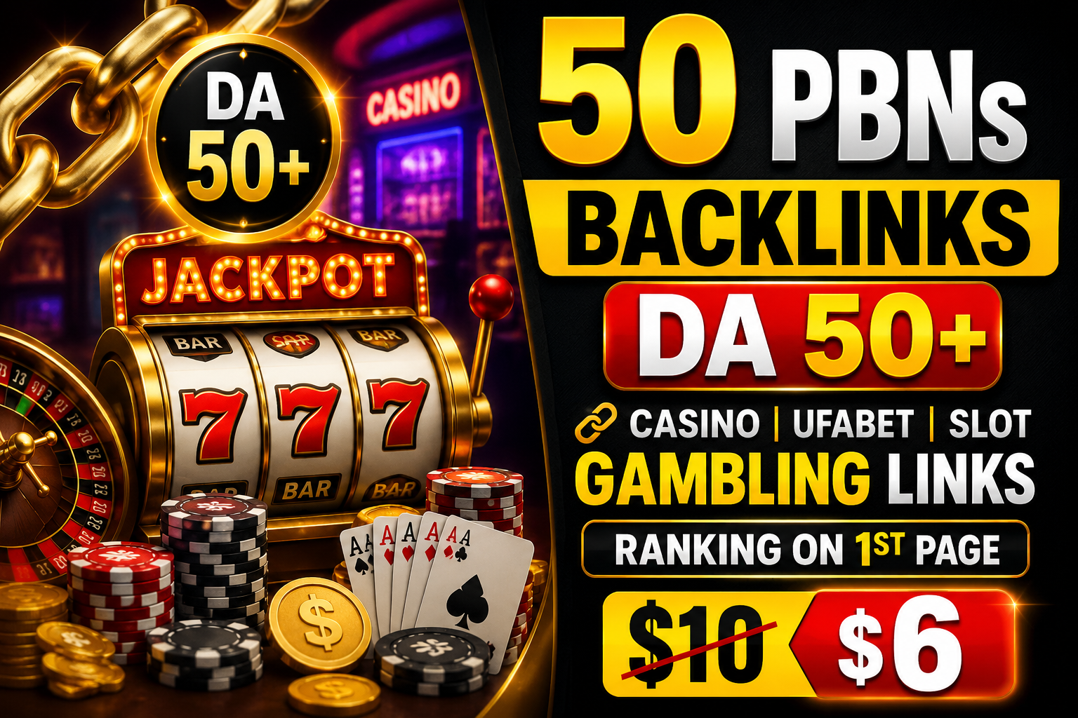50 PBNs post Backlinks DA 50+ Casino UFAbet slot Gambling links Ranking on 1st page 