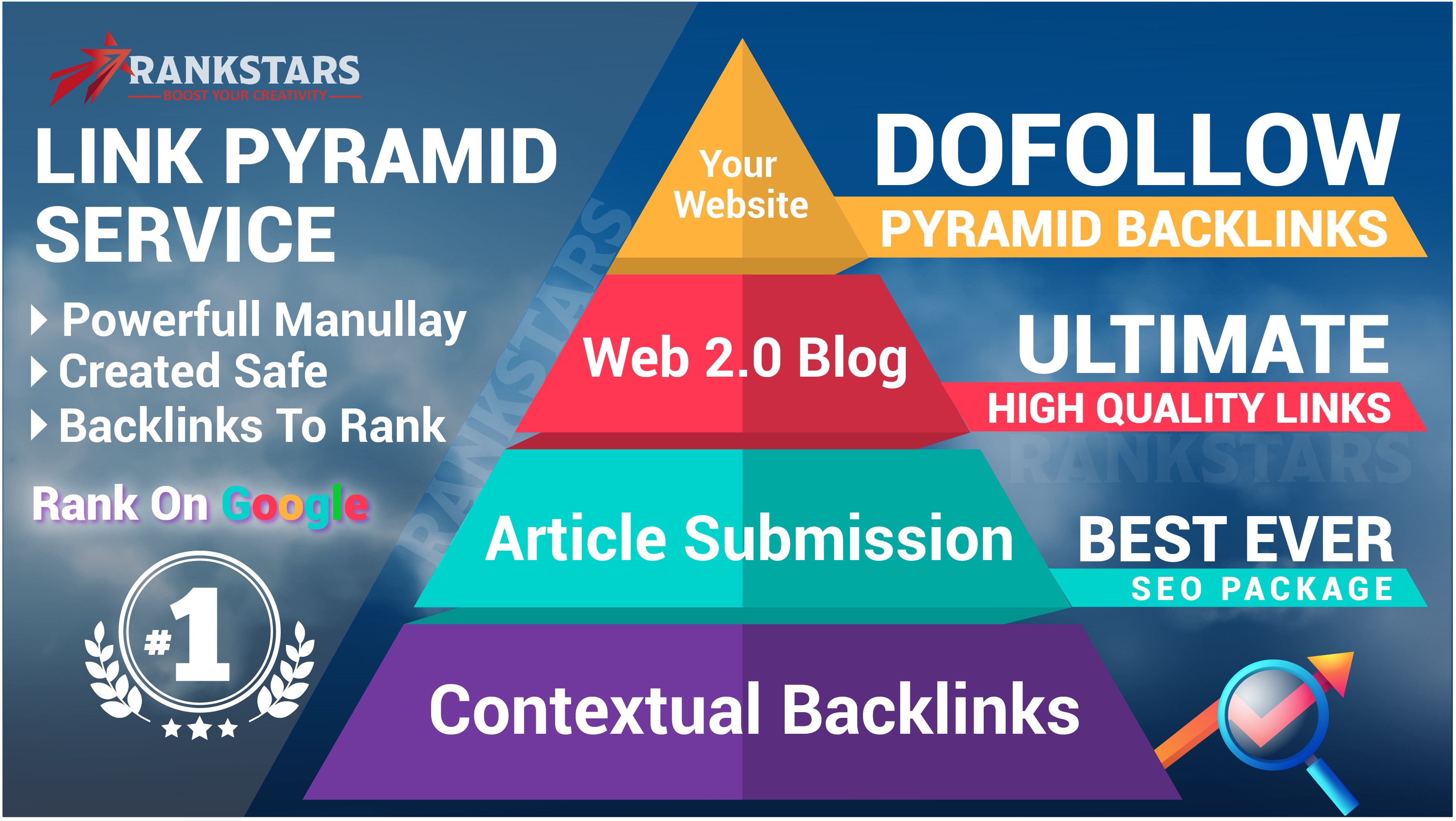 Get Google's Top Ranking with our high-authority SEO link pyramid package