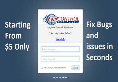 I will fix bug problem issue in cwp vps server centos web panel cpanel whmcs whm