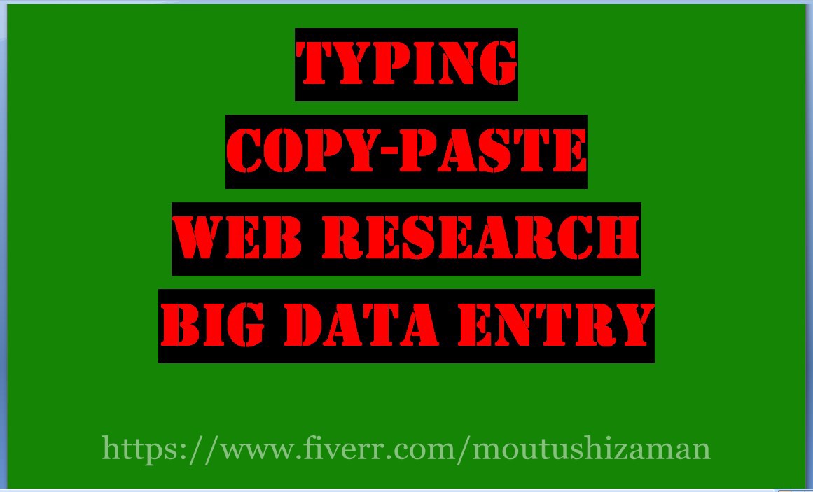 Data Entry, Copy Paste, And Typing