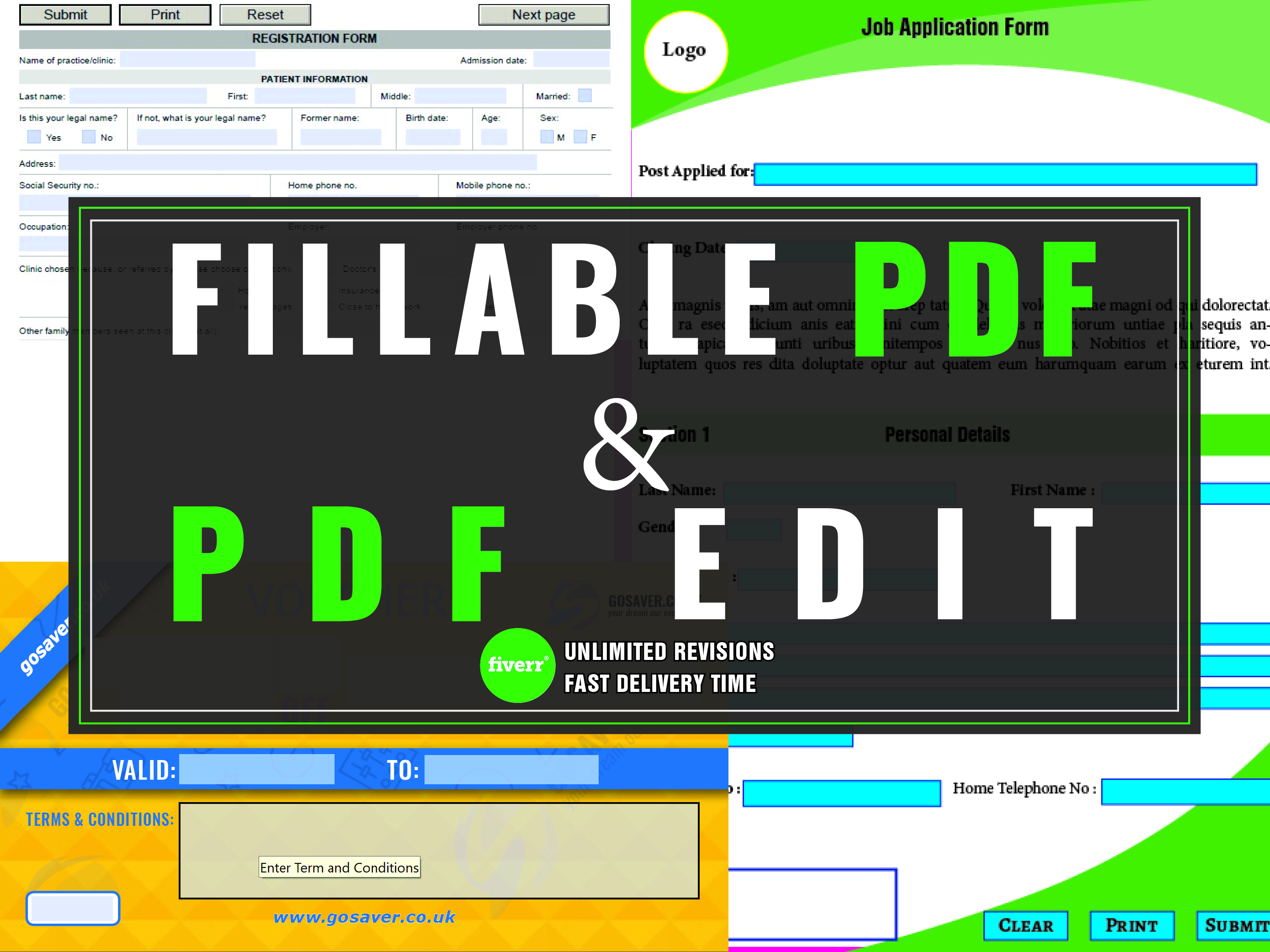 Design Fillable PDF Forms up to 5 pages/more or PDF edit