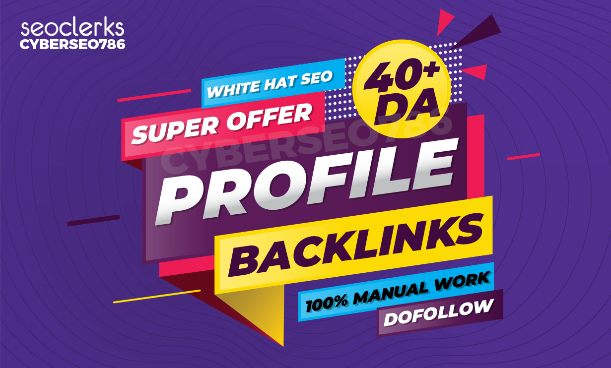 50 Profile Backlinks| White Hat Link Building| High Authority Sites