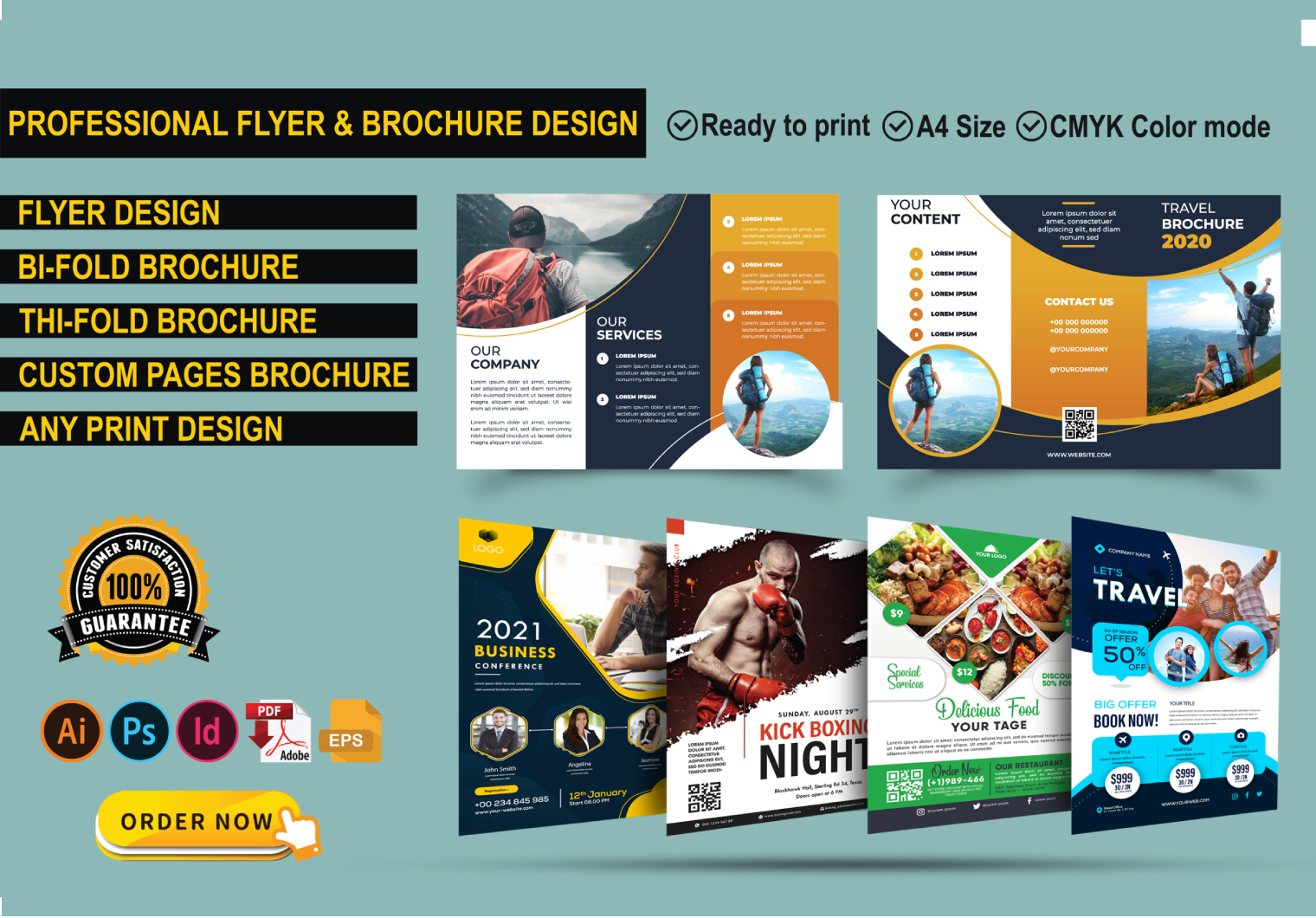 I will design business flyer, brochure, and marketing materials