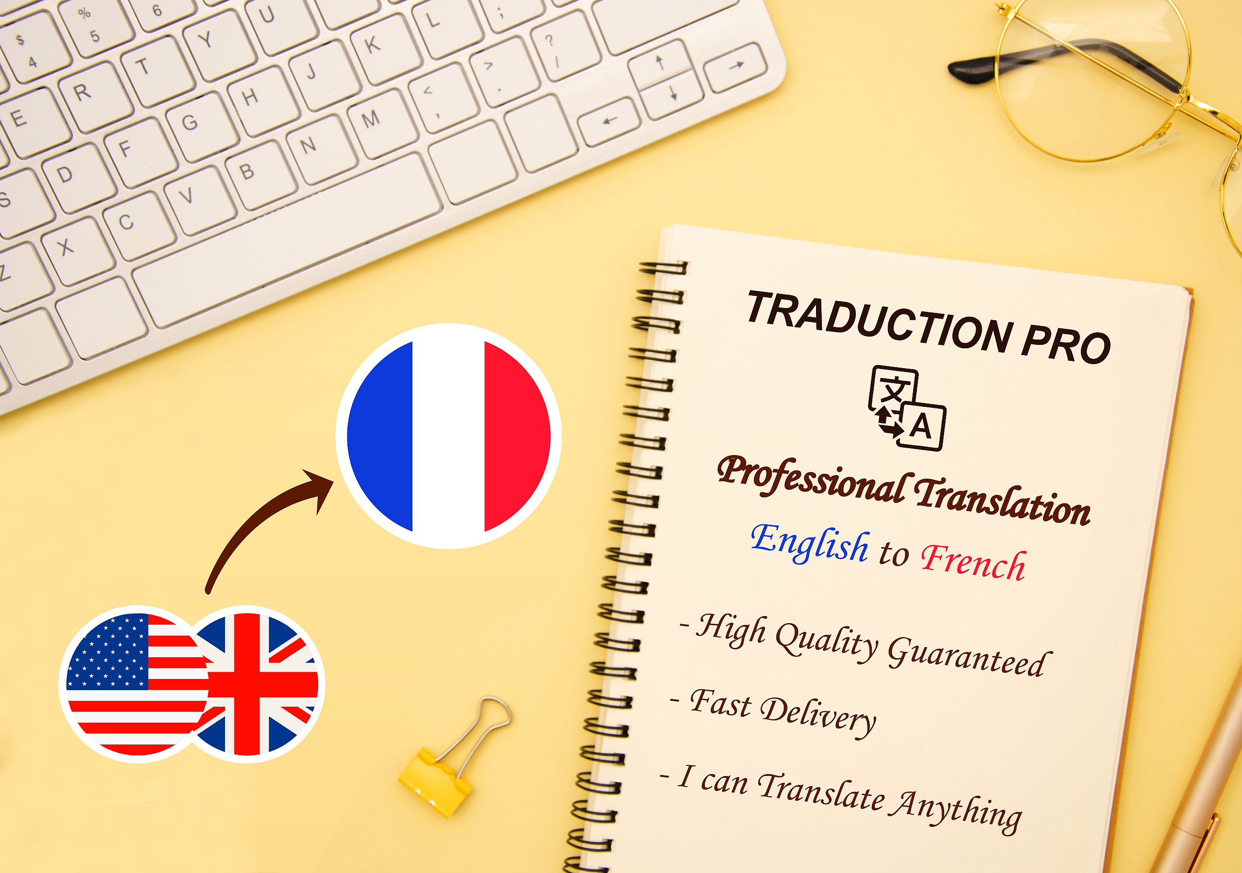 I will Do professional translation from English to French