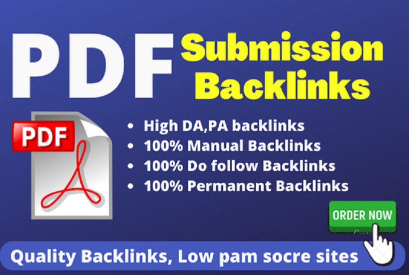 Create 30 PDF submission/share on top high DA, PA, site Low spam score perfect SEO link