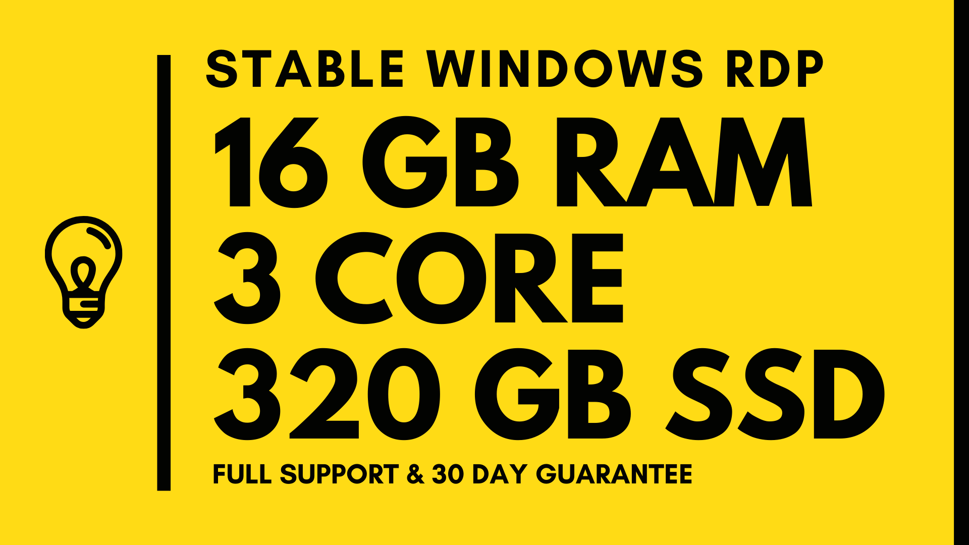Windows VPS RDP 16GB RAM 3CORE 320GB SSD