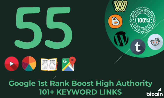 Manually 55 KEYWORD LINKS Google 1st Rank Boost High Authority Only bizain