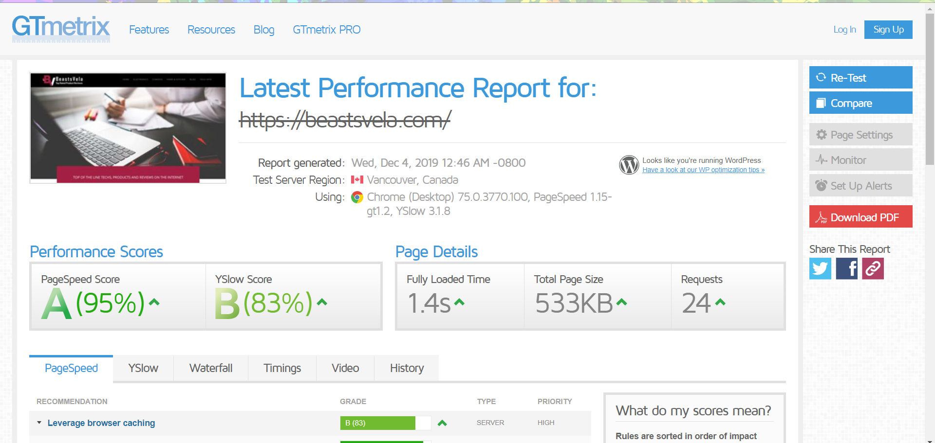 I will do WordPress Speed Optimization and improve load time using GT Metrix