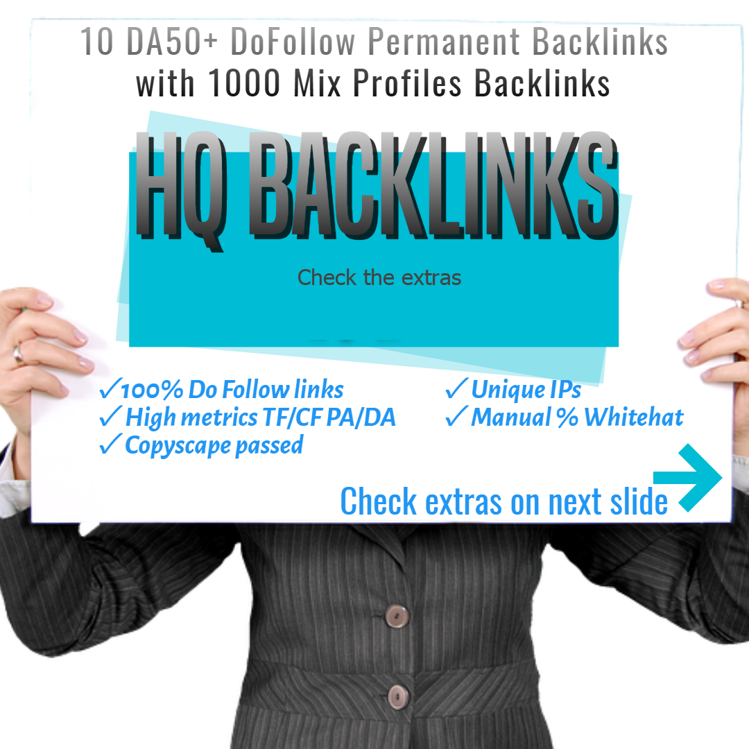 Get the attention of Google with 10 permanent DA50+ and 1000 mix profile backlinks