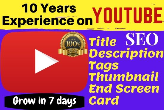 I will create and manage Youtube growth,video SEO, Tag, End screen