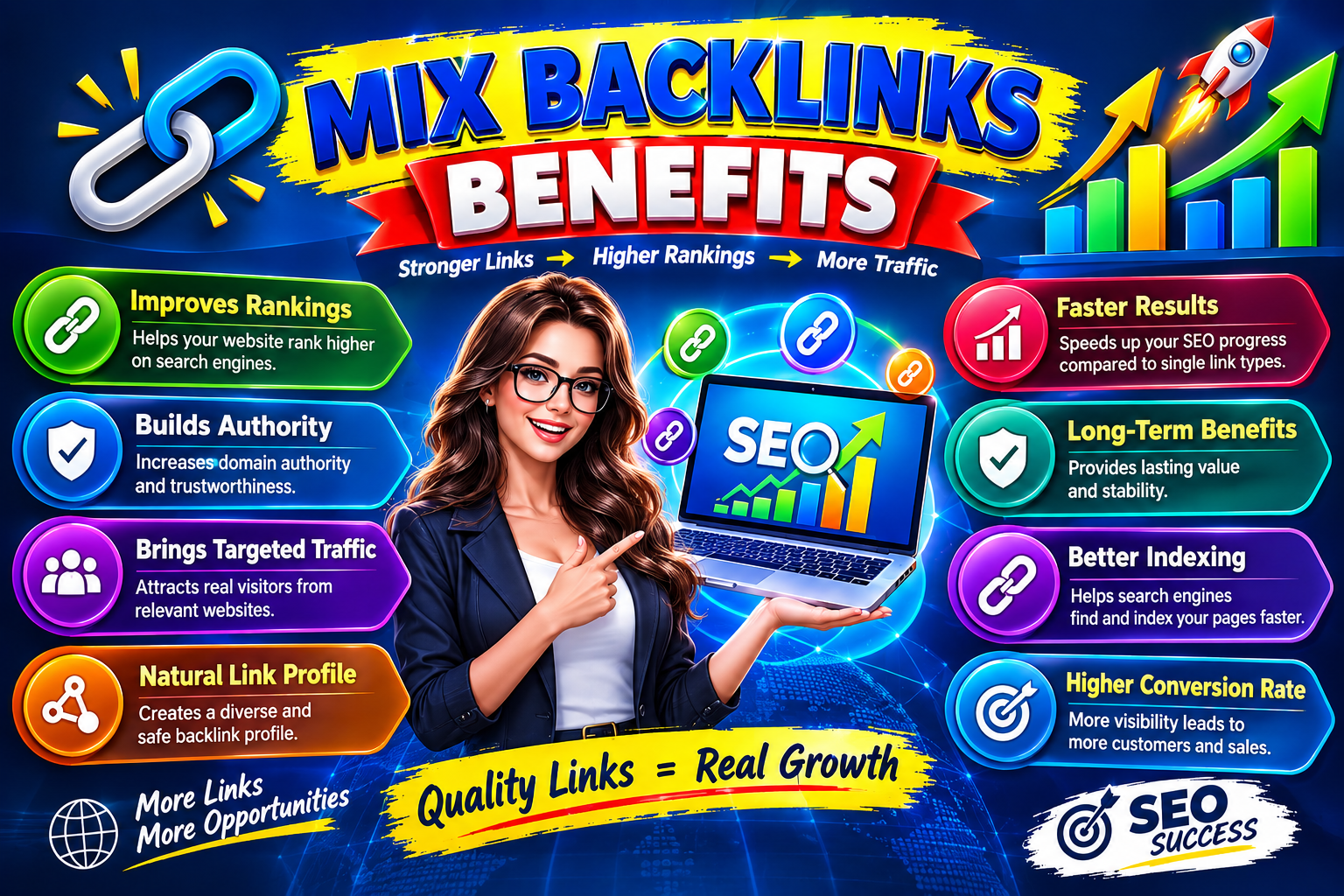 I Will build High Quality Powerful 210 Mix Backlinks for Powerful SEO Growth