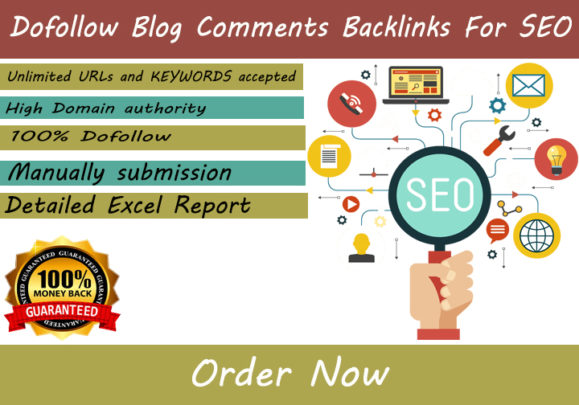 100 dofollow Blog comments high DA 30 plus backlinks for seo 