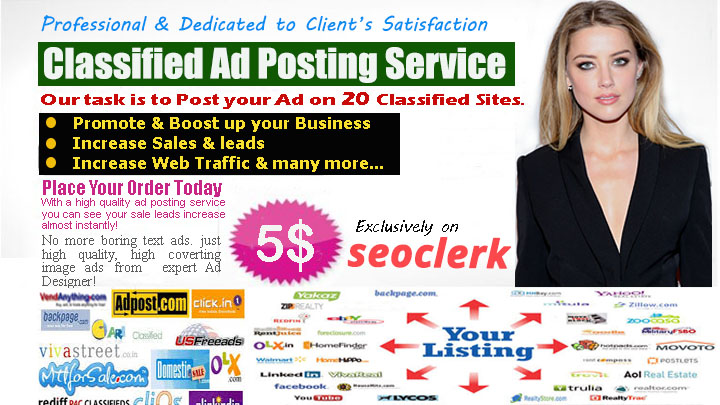 do PROFESSIONAL Ads Posting on TOP Classified sites of USA, UK & Canada except Craigslist
