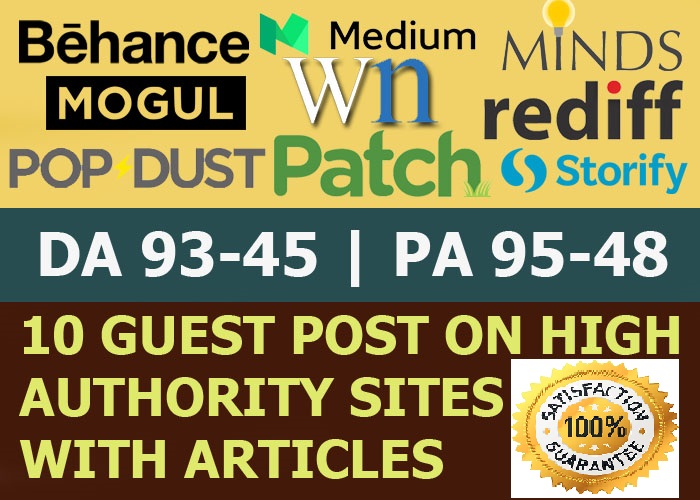 Write & Publish 15X High Quality Authority Guest Post DA 40 to 99+(Limited Time Offer)