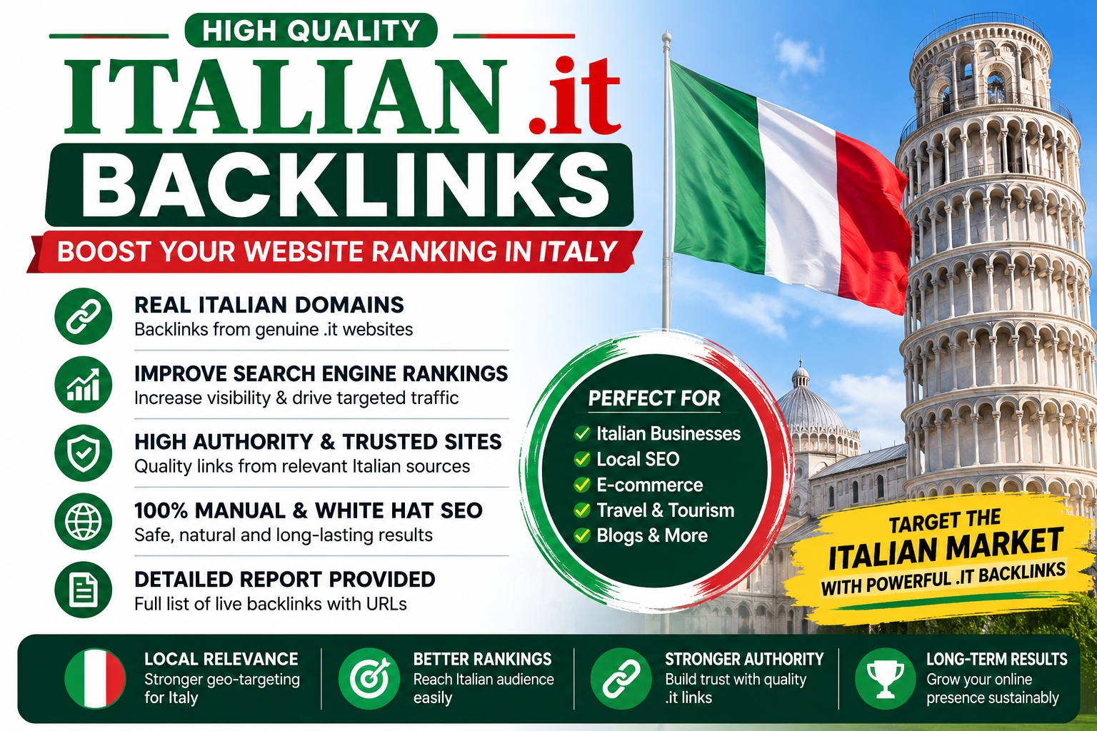 I will do 5 Italian backlinks .it seo off page link building