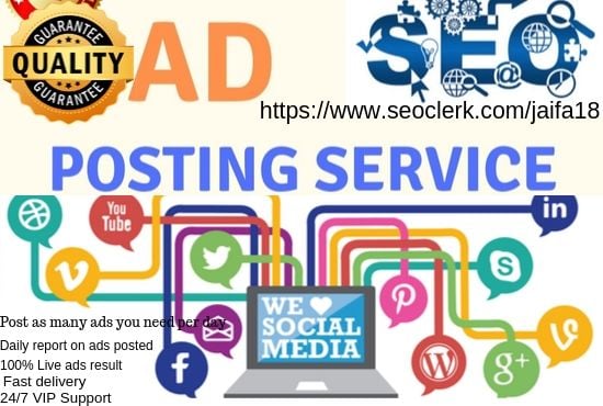 I will post your ads in top rank classified 25 ad posting sites 