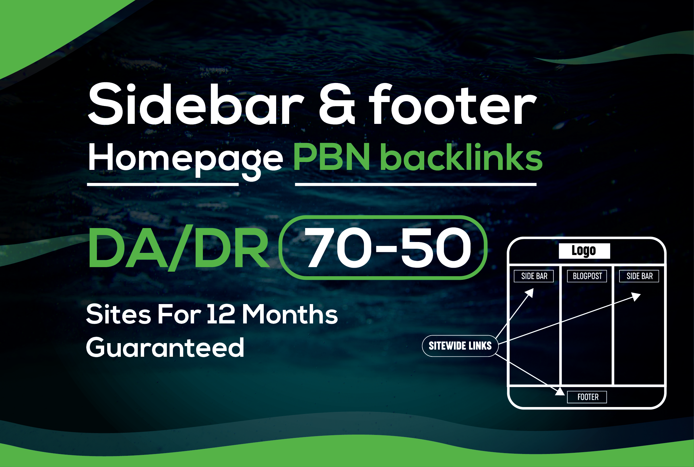  Build 10 Sidebar & footer Homepage PBN backlinks DA/DR 70-50 Sites For 12 Months Guaranteed