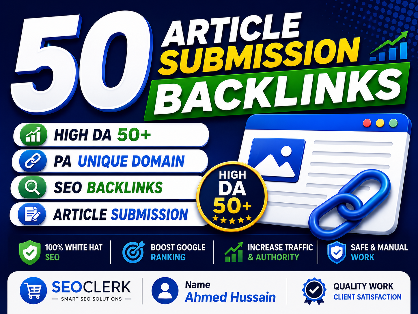 Create 50 article Submission Backlinks high da pa uni...