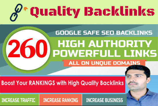 I will 260 unique domain high quality backlinks impro...